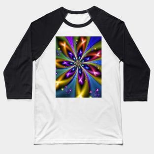 Colourful Starburst Fractal Baseball T-Shirt